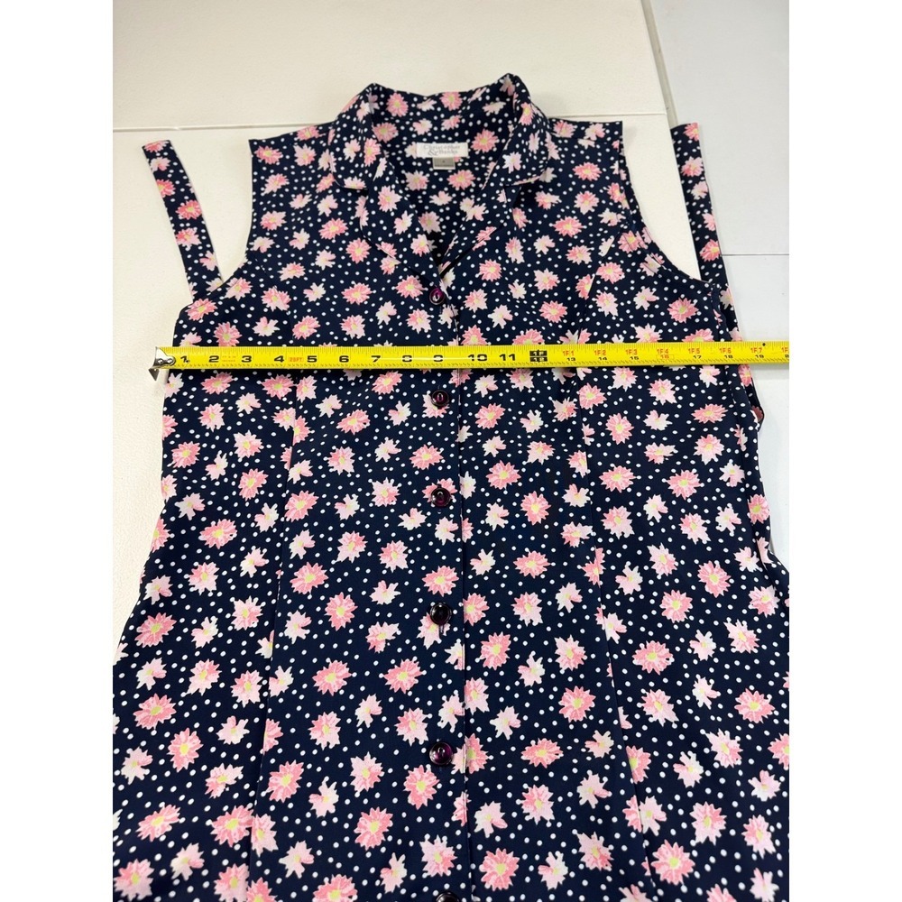Christopher & Banks Floral maxi Dress Sleeveless Button Front Navy Pink 6 - Picture 4 of 8